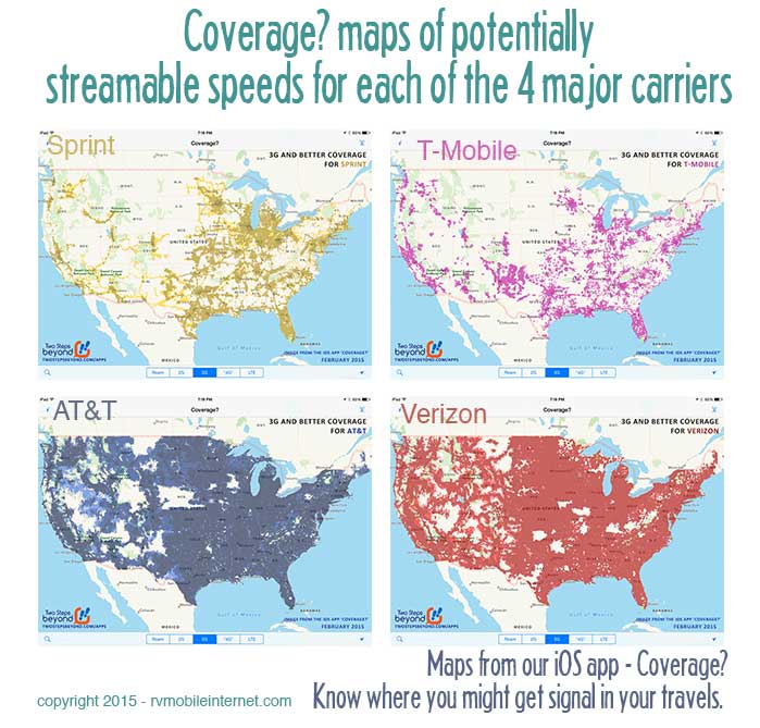 AT&T and Verizon offer much larger networks of 3G or greater speeds. But T-Mobile & Sprint offer unlimited data plans.