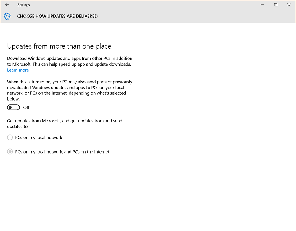 win10updates If you are on any sort of a metered connection, make sure that "PCs on the Internet" is turned OFF!