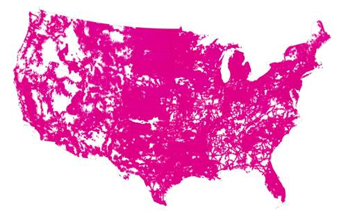 T-Mobile has shared this projected coverage map for their network by the end of 2015. Impressive growth indeed!