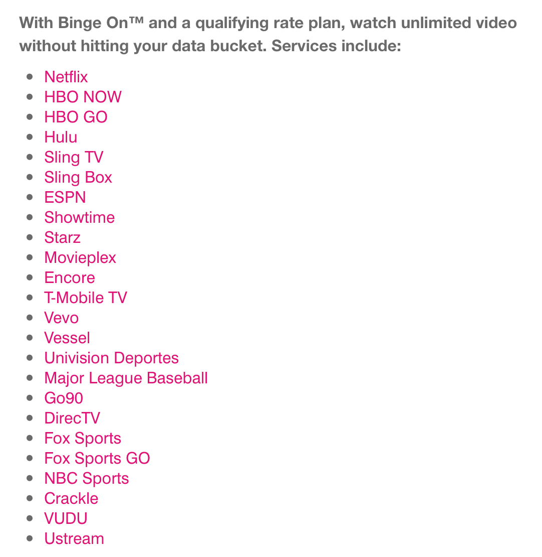 TMobile "Binge On" NOT Compatible With Apple TV, Roku, Chromecast
