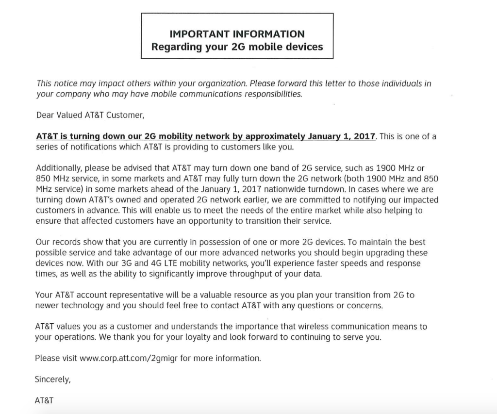 A lot of people with older AT&T devices still active have been getting letters similar to this one.