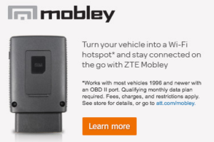 The ZTE Mobley can plug into the ODB-II port found on most vehicles manufactured since 1996, connecting them to AT&T's network and allowing up to 5 other devices to connect to the in-vehicle hotspot.