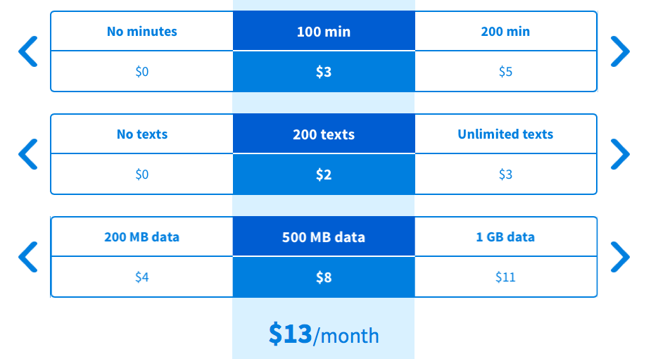 Tello's flexible plan configuration tool. 