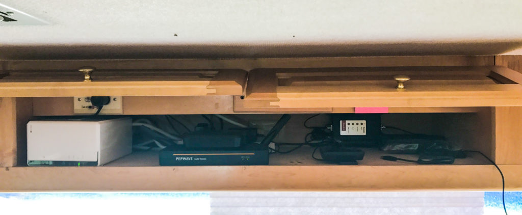 Reusing a media center in an older RV for a tech cabinet