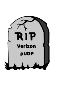 Gravestone with RIP Verizon pUDP on it