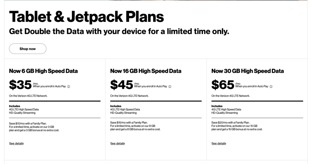 Verizon Prepaid Jetpack Double Data Promo