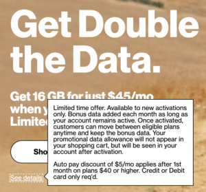 Verizon Prepaid Double Data Promo