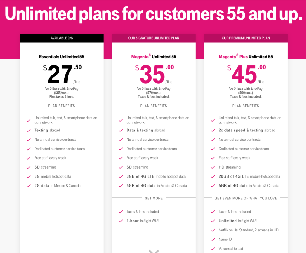 T Mobile Introduces Essentials Unlimited 55 Plan Offering 3 Tiers Of