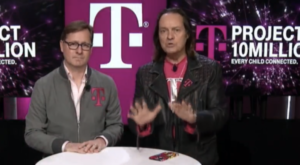 John Legere (right) sitting next to Mike Sievert (left)