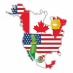 Map of North America with Flags