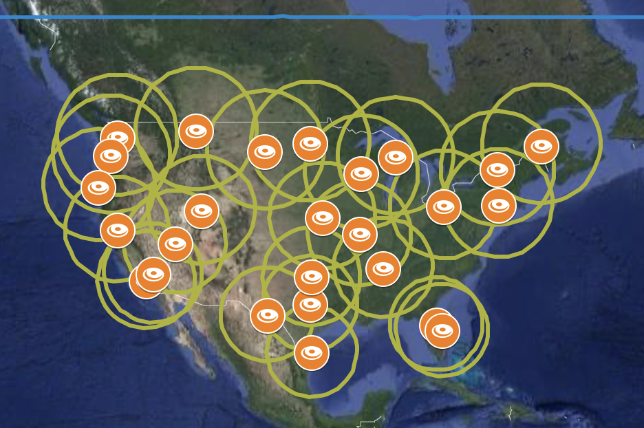 Starlink Ground Stations map of the U.S.
