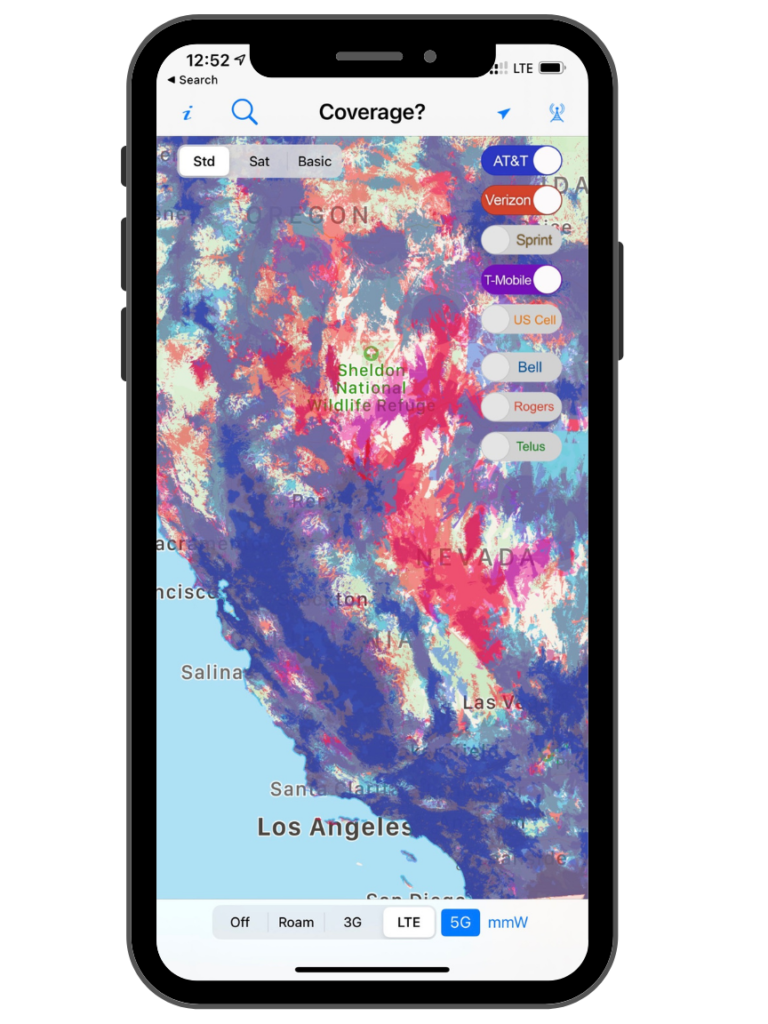 Coverage? App screenshot showing 5G