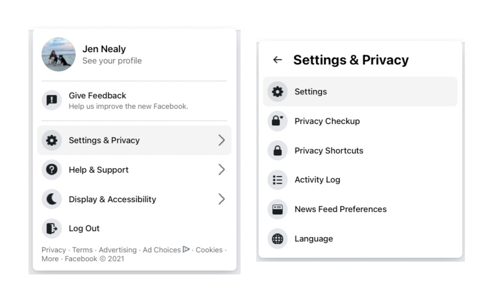 facebook settings screen facebook settings screen