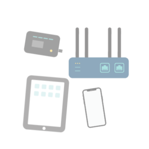 Mobile hotspot device, router, tablet, and phone icon