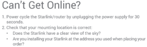 Starlink Troubleshooting tips