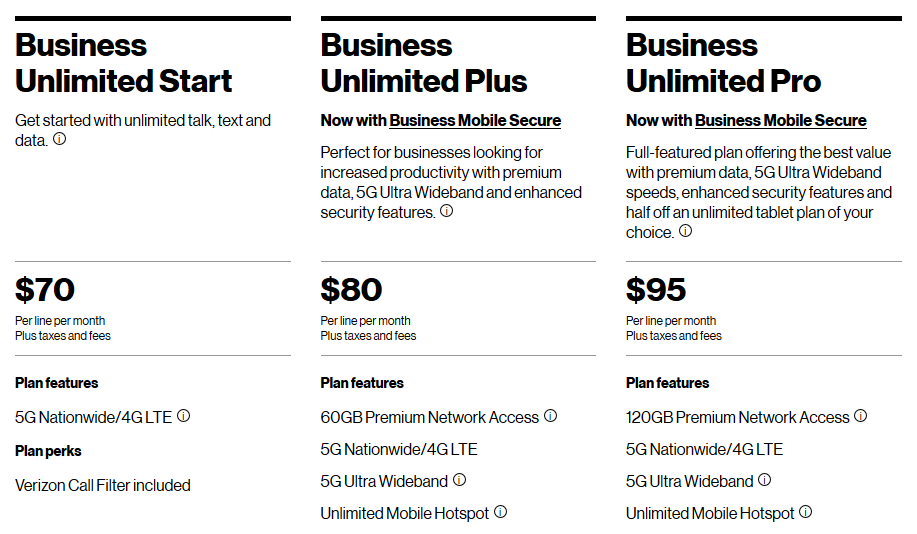 verizon business plan deals