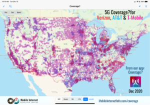 5G coverage for all carriers as of December 2020