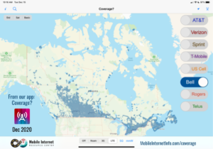 Bell Canada LTE coverage as of December 2020