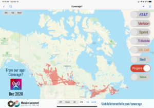 Rogers Canada LTE coverage as of December 2020