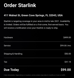 starlink order