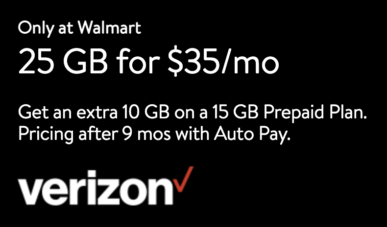 Verizon Prepaid 25GB Smartphone Plan with Mobile Hotspot for $35* At