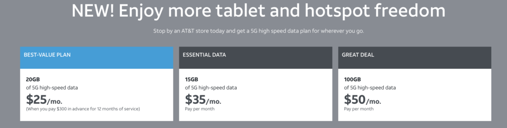 att prepaid data only plans