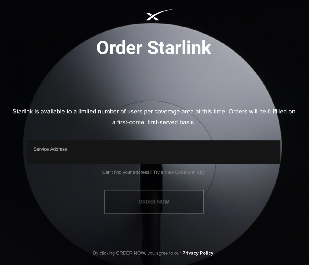 starlink order page