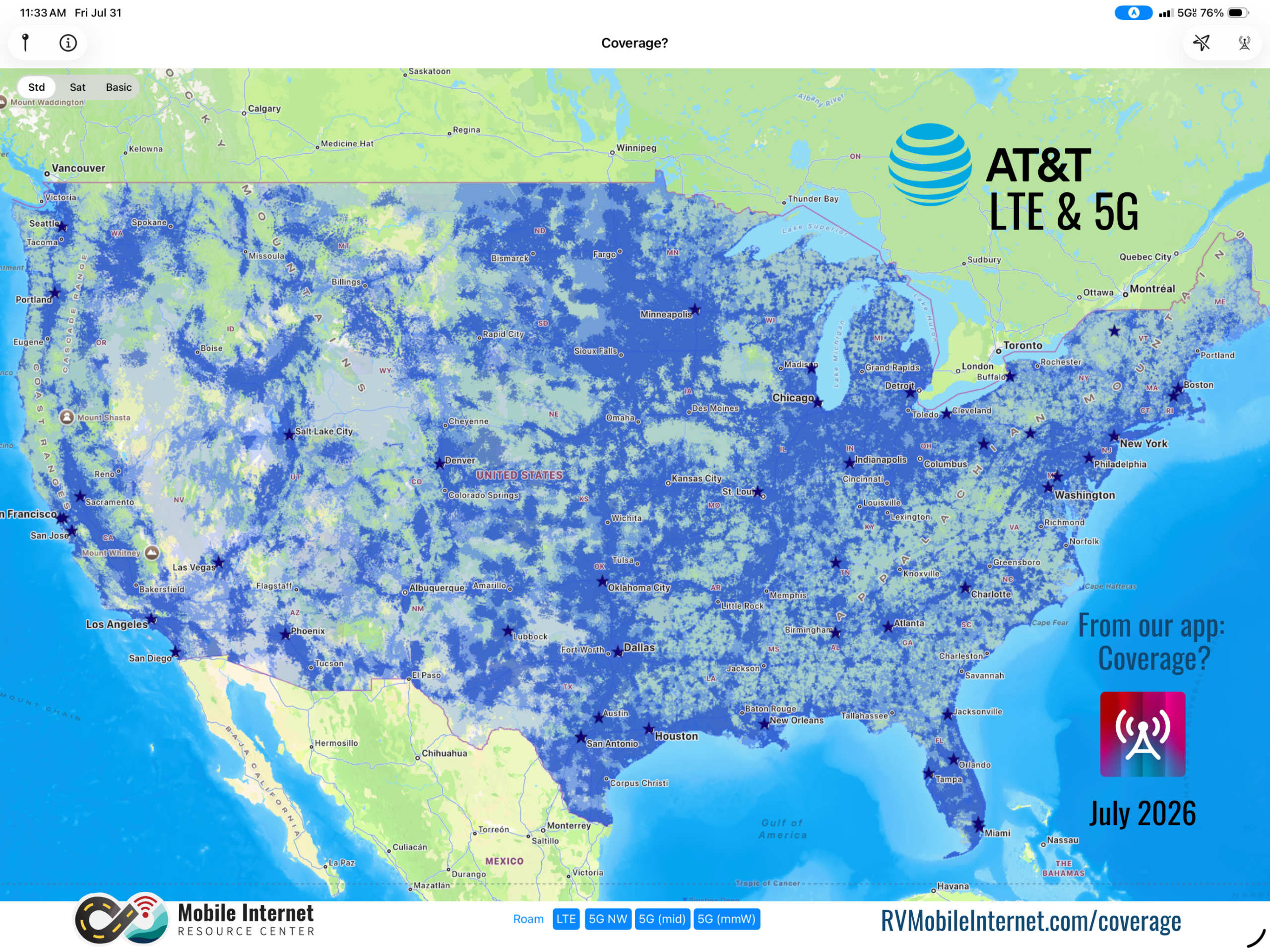 at&t lte and 5g