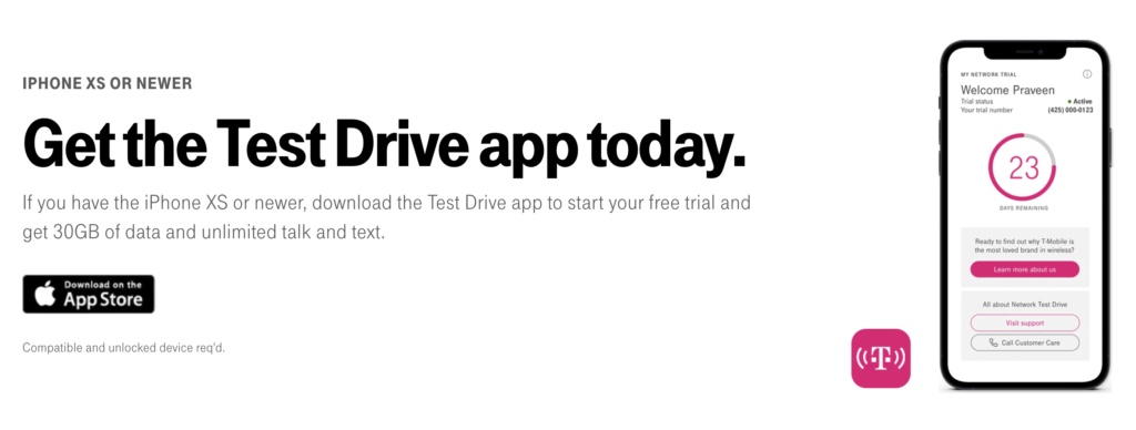 t mobile test drive iphone