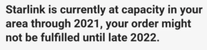 starlink 2022 at capacity