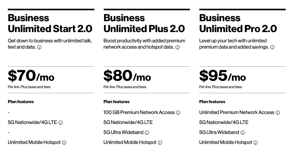 verizon mobile business plans