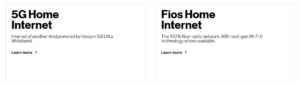 Verizon 5G Home and FIOS services