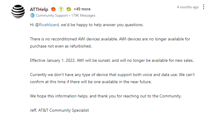 att awi support message jan 2022