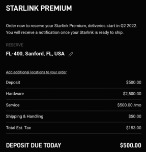 Starlink Premium Order