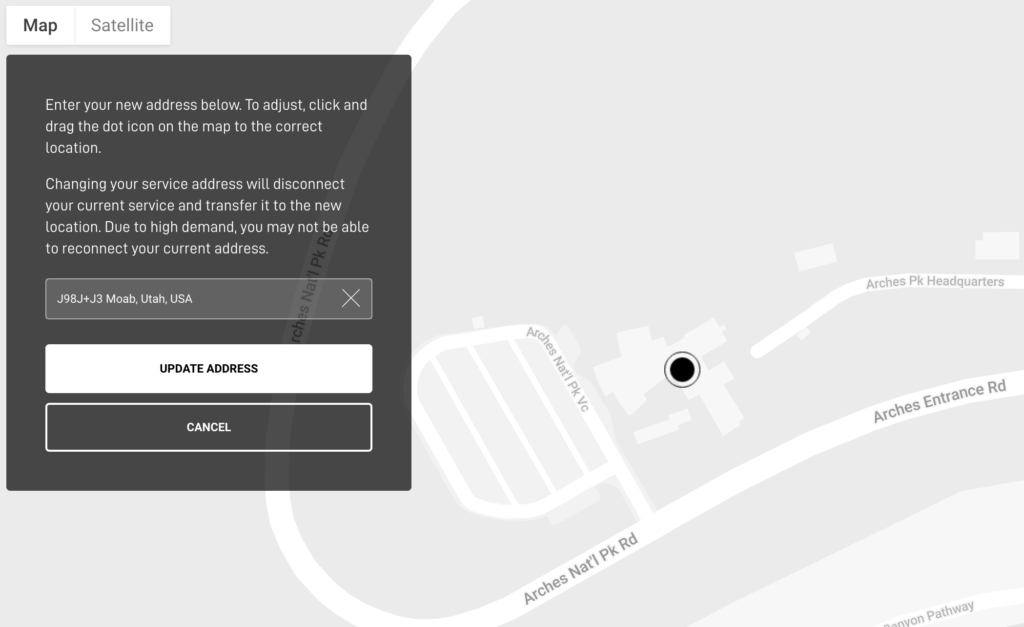 Updating Your Service Address Arches National Park Map