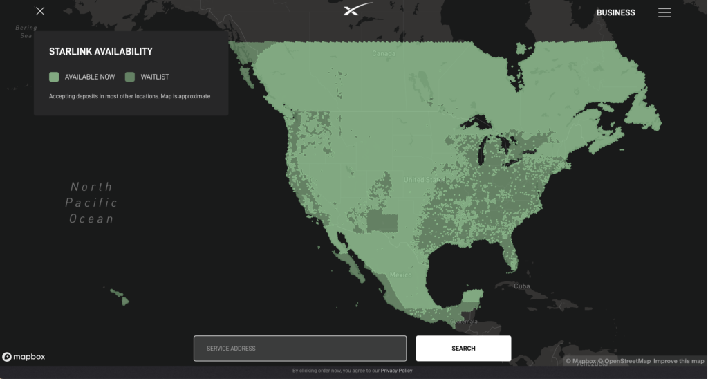 Starlink Availability Map