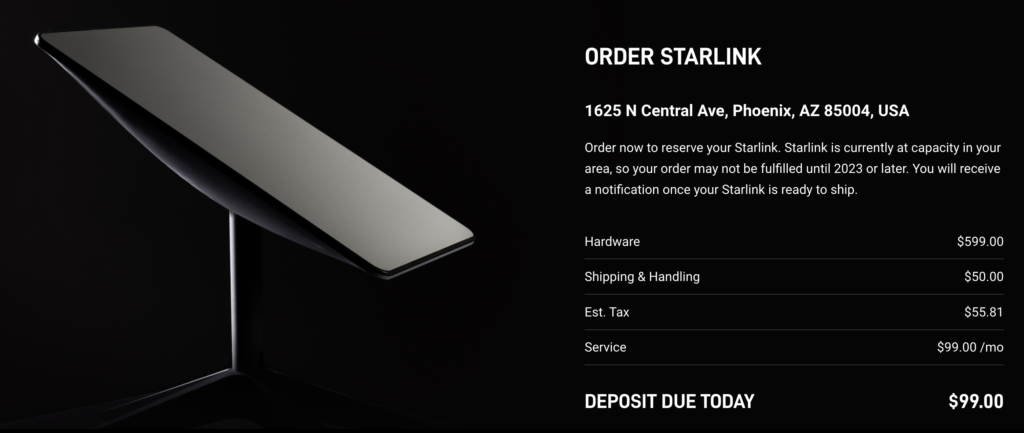 Starlink Order Deposit dish picture