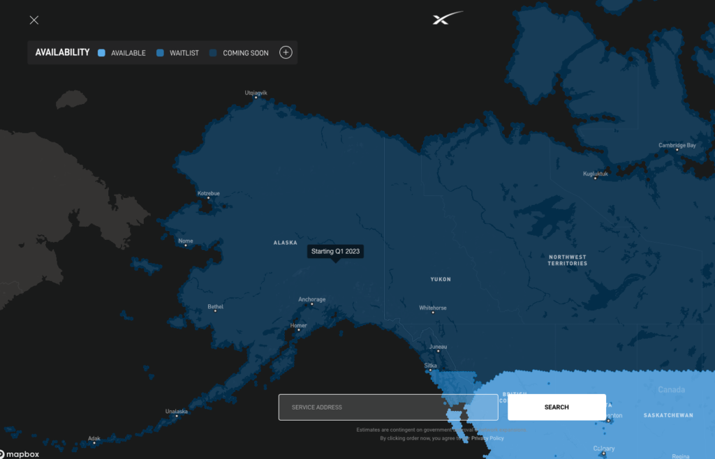 Starlink Alaska Northern Canada Coverage
