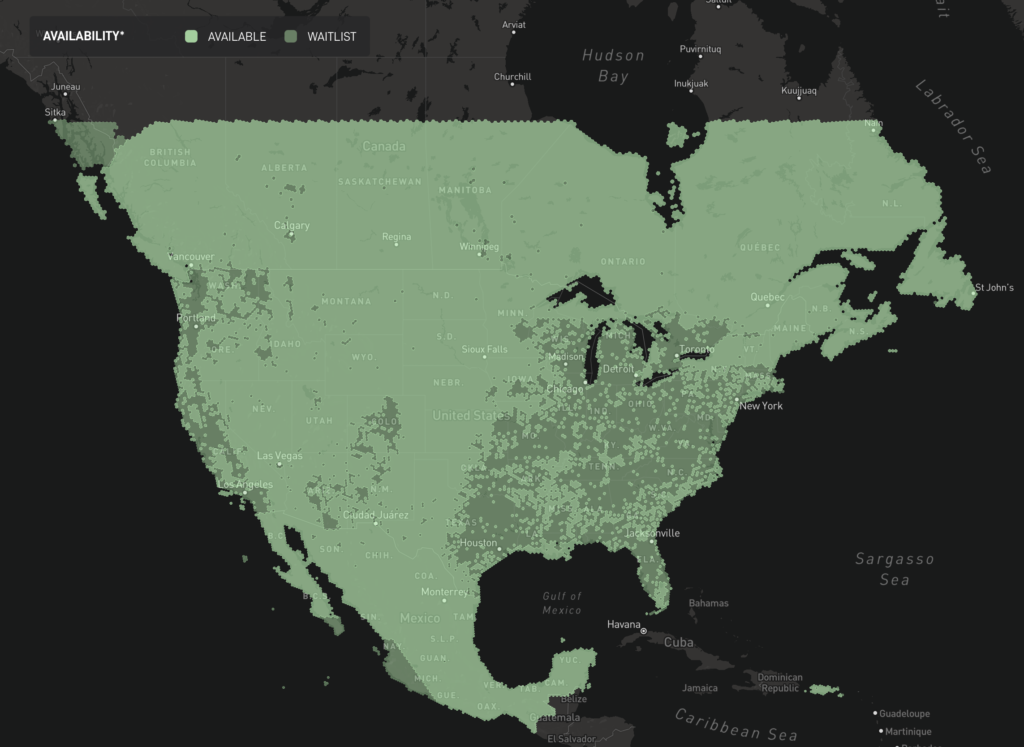 Starlink North America Coverage May 2022