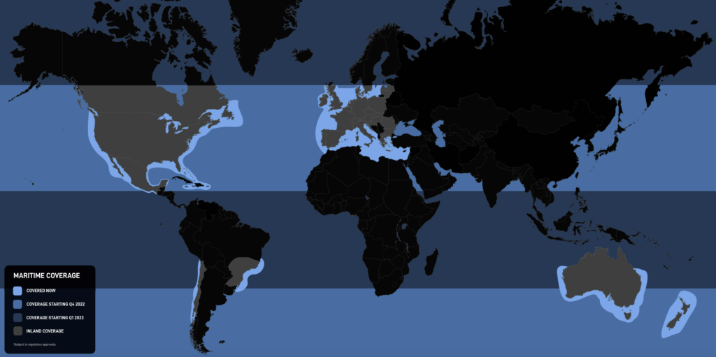 Starlink Maritime Coverage July 2022