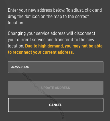 Starlink Service Address Update
