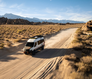 starlink flat high performance dish on a van