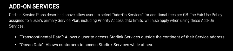 Starlink Add-On Services