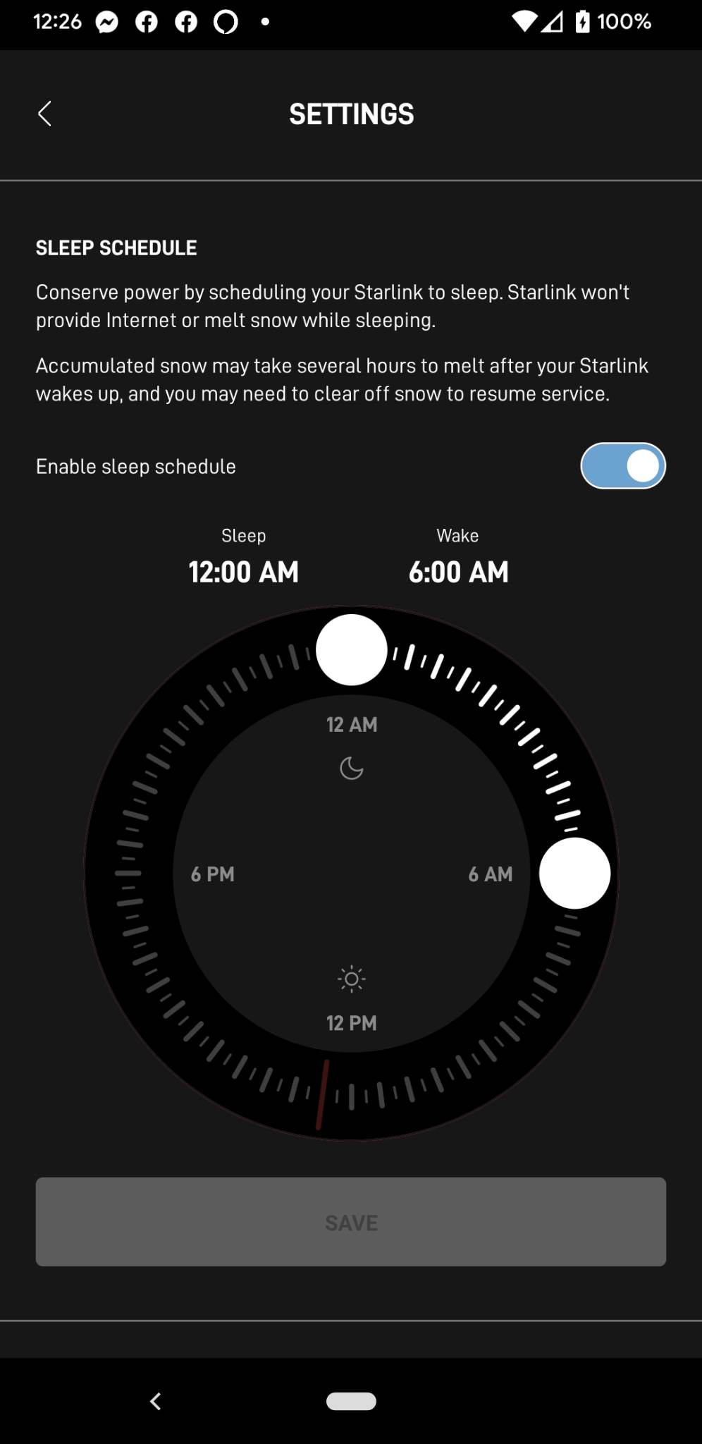 Starlink Adds Sleep Schedule Option to Help Save Power When Not in Use