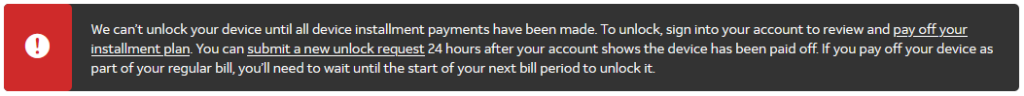 att unlock device installment plan warning