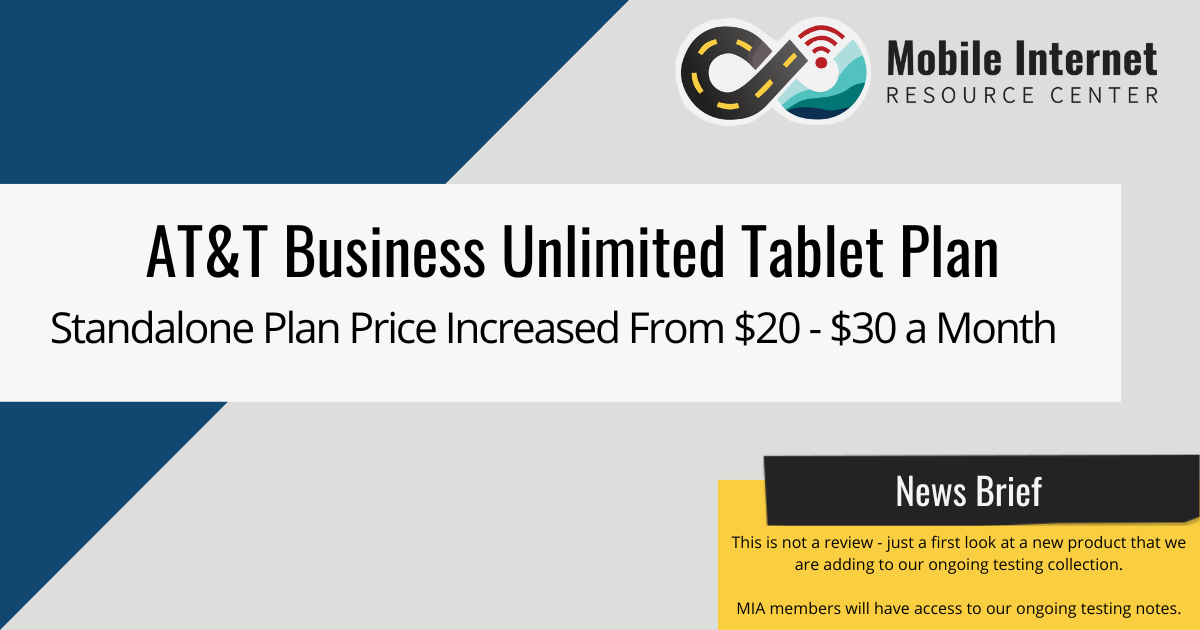news brief header att business unlimited standalone tablet plan price increase