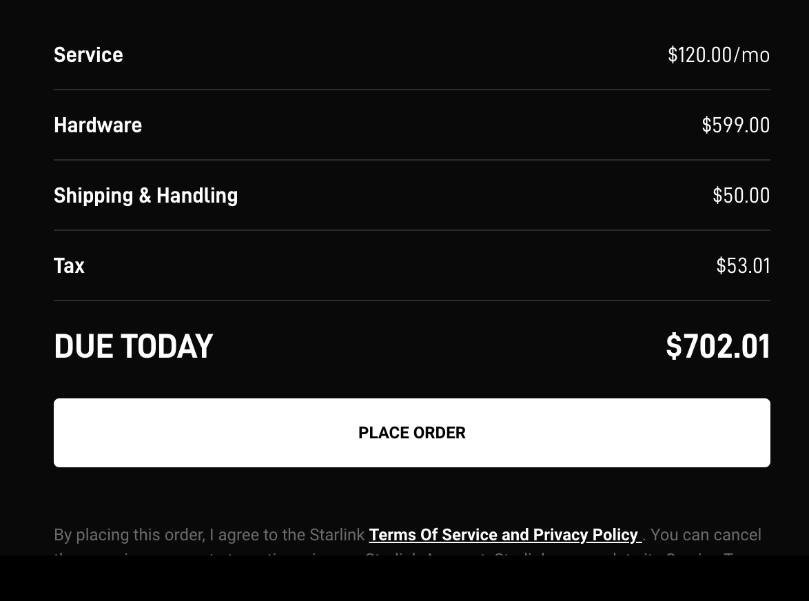 starlink residential order price feb 2023