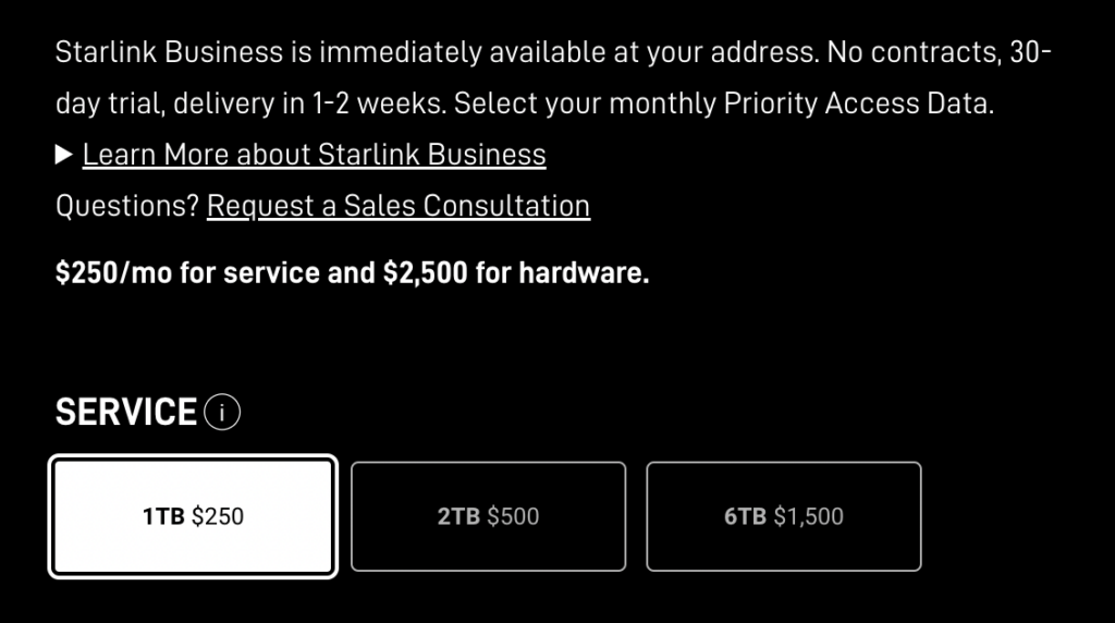 Starlink Buisness Plan Tiers