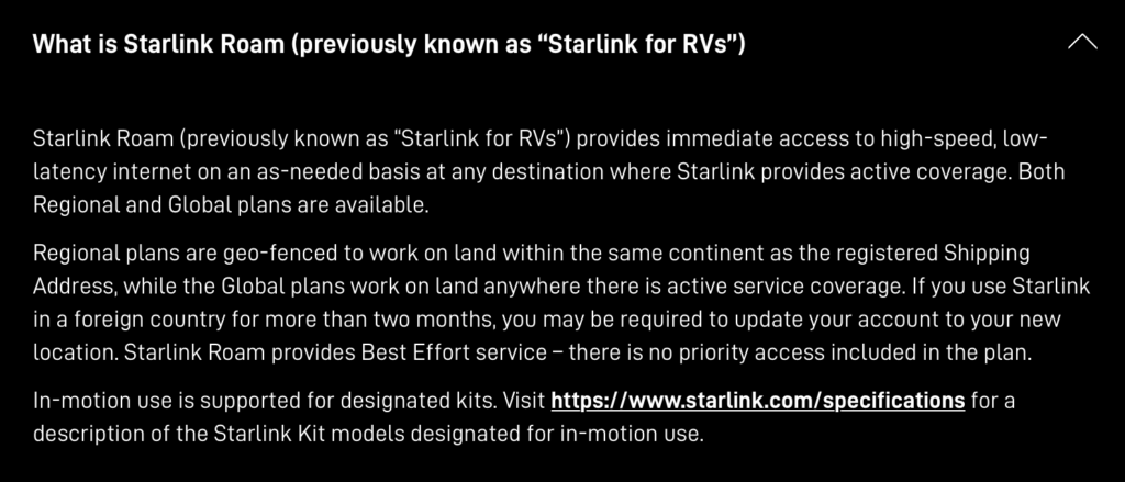 starlink roam geo fence