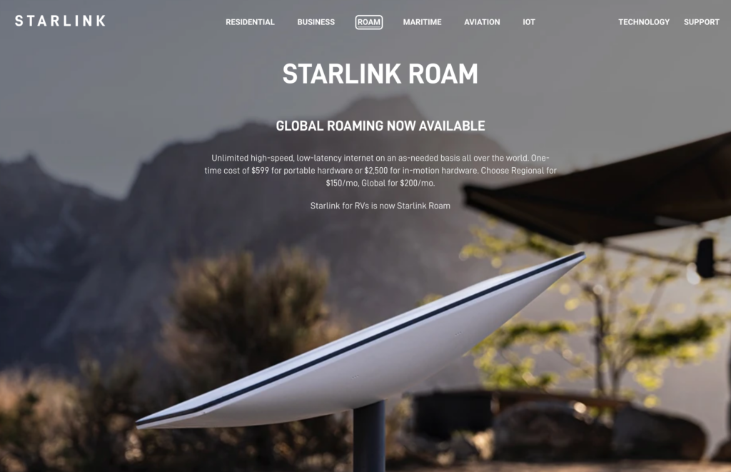 Starlink Services May 2022 starlink roam march 2023